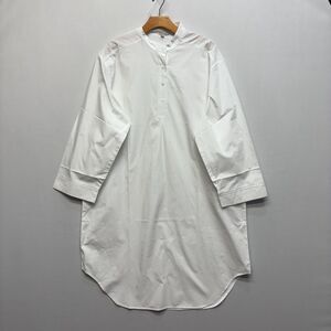 J. Peterman Women Long Sleeve Shirt Dress Size Medium White Cotton D066 -2